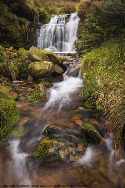 Majestic Waterfall in Kinder Scout Picture Board by Steven Nokes