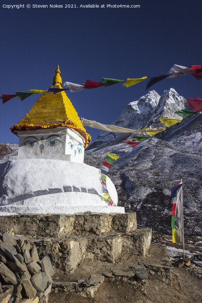 Majestic Buddhist Stupa in the Himalayas Picture Board by Steven Nokes