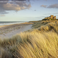 Buy canvas prints of Golden Hour at Bamburgh Castle by Steven Nokes