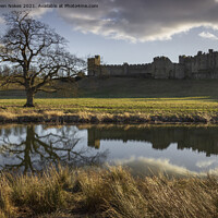 Buy canvas prints of Majestic Alnwick Castle at Sunset by Steven Nokes