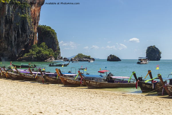 Idyllic Longboat Scene in Krabi Picture Board by Steven Nokes
