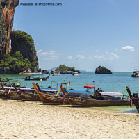 Buy canvas prints of Idyllic Longboat Scene in Krabi by Steven Nokes