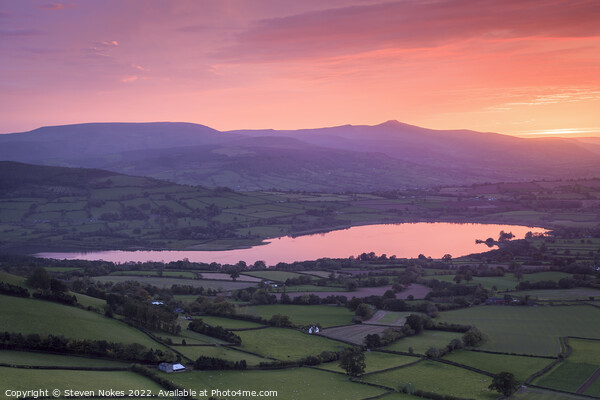 Majestic Sunset over Llangorse Lake and Pen Y Fan Picture Board by Steven Nokes