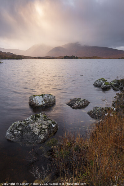 Majestic Autumnal Sunset over Rannock Moor Picture Board by Steven Nokes