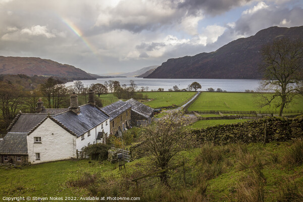 Serene Rainbow Over Ullswater Lake Picture Board by Steven Nokes