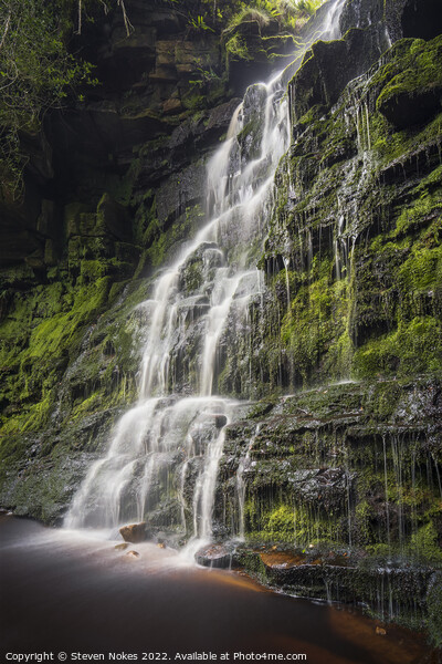 Enchanting Middle Black Clough Waterfall Picture Board by Steven Nokes