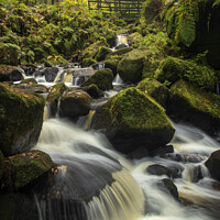 Buy canvas prints of Tranquil Waterfall in Stunning Peak District by Steven Nokes