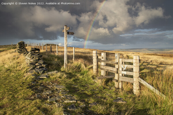 A Stunning Rainbow over Cheshires Shining Tor Picture Board by Steven Nokes