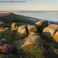 Buy canvas prints of Sunrise at Curbar Edge, Peak District, Derbyshire, UK by Steven Nokes