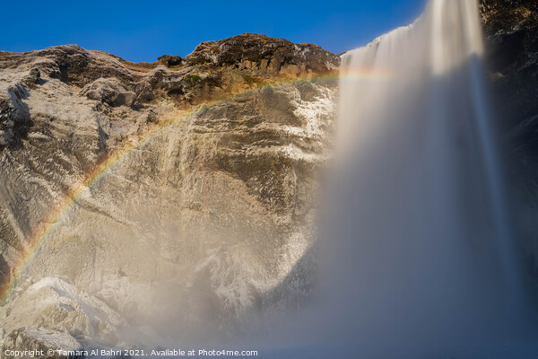 Skógafoss Waterfall Rainbow, Iceland Picture Board by Tamara Al Bahri