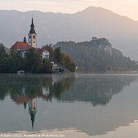 Buy canvas prints of Lake Bled Church by Tamara Al Bahri