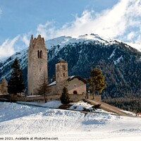 Buy canvas prints of San Gian Church, Celerina, Switzerland by Angela Lee