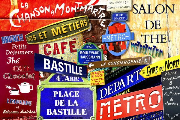Paris Words Picture Board by Phil Robinson