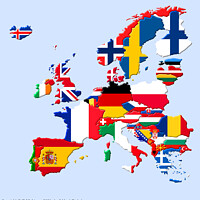 Buy canvas prints of 3D Europe flag map by Phil Robinson