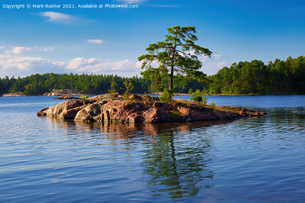 Small Island in Swedish Lake Picture Board by Mark Rosher