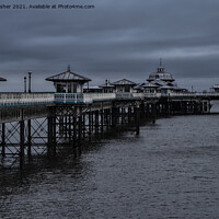 Buy canvas prints of Llandudno Pier in Blue and Grey by Mark Rosher