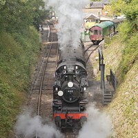 Buy canvas prints of Engine 41312 pulls away from Alresford Station by Stephen Coughlan