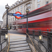 Buy canvas prints of Piccadilly Bus Whoosh by Stephen Coughlan