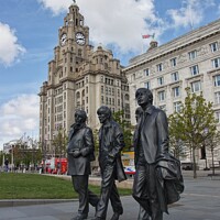 Buy canvas prints of The Beatles & Liver Building by Stephen Coughlan