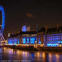 Buy canvas prints of London Eye & County Hall at night by Stephen Coughlan