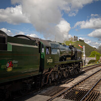 Buy canvas prints of Steam Train at Corfe Castle by Stephen Coughlan