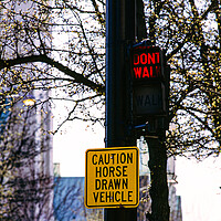 Buy canvas prints of Caution Horse Drawn Vehicles by Gerry Walden LRPS