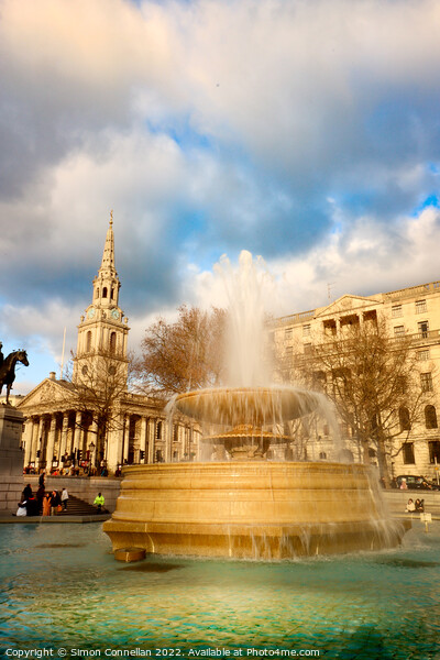Trafalgar Square Fountains Picture Board by Simon Connellan