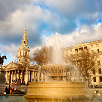 Buy canvas prints of Trafalgar Square Fountains by Simon Connellan
