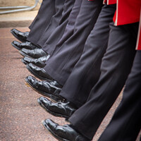 Buy canvas prints of Guards boots, The Mall  by Simon Connellan