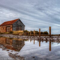Buy canvas prints of Coal Barn Reflections by Laura Baxter