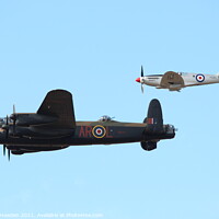 Buy canvas prints of Lancaster Bomber and Spitfire by Denley Dezign
