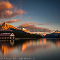 Buy canvas prints of Dramatic Sunset at Maligne Lake by Pierre Leclerc Photography