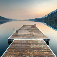 Buy canvas prints of A swimming platform extending onto a calm Cultus Lake by Pierre Leclerc Photography