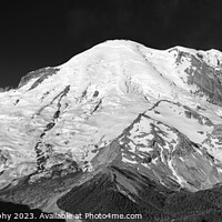 Buy canvas prints of Monochrome Majesty, Mount Rainier's Glaciated Peak by Pierre Leclerc Photography