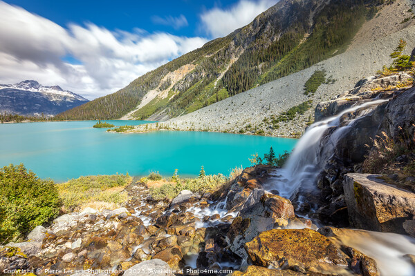 Glacier Waterfall Turquoise Lake Picture Board by Pierre Leclerc Photography