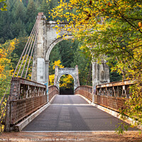 Buy canvas prints of Scenic pedestrian bridge in Autumn by Pierre Leclerc Photography