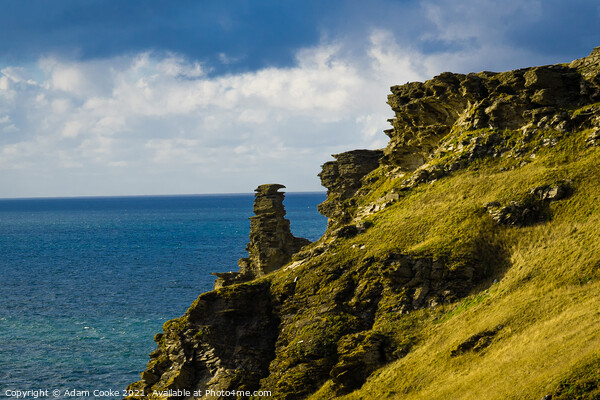 Viewpoint Through The Rocks | Tintagel Castle | Co Picture Board by Adam Cooke
