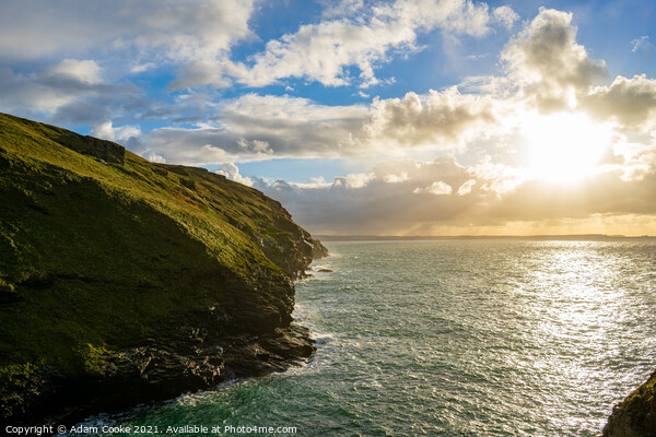 Sunshine Ocean View | Tintagel Castle | Cornwall Picture Board by Adam Cooke