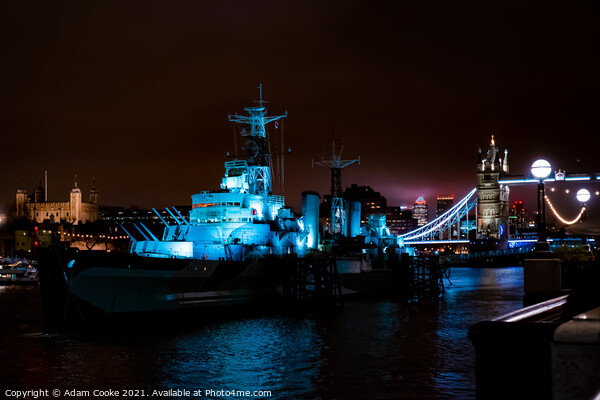 Tower of London | HMS Belfast | Canary Wharf | Tow Picture Board by Adam Cooke