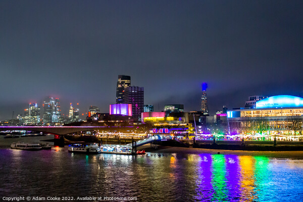 Southbank | London By Night Picture Board by Adam Cooke
