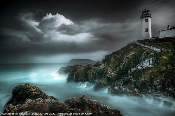 Fanad head Lighthouse storm Picture Board by Arnie Livingston