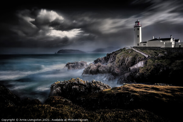 Dramatic Encounter of Storm and Lighthouse Picture Board by Arnie Livingston
