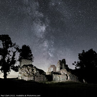 Buy canvas prints of Pendragon Castle under the Milky Way by Paul Clark