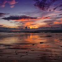 Buy canvas prints of Sunset on Shiskine Beach, Isle of Arran by Mike Farrance