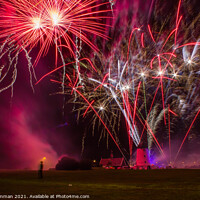 Buy canvas prints of Fireworks over Lytham Windmill by Ian Cramman