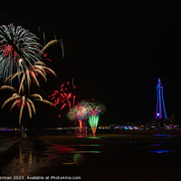 Buy canvas prints of Fireworks over Blackpool by Ian Cramman
