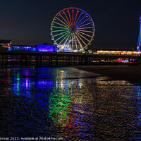 Buy canvas prints of Central Pier and Ferris Wheel at Night by Ian Cramman