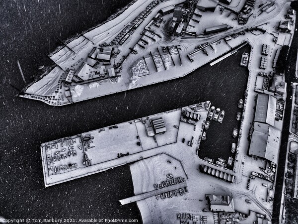 Whitstable Harbour Snow Picture Board by Evolution Drone