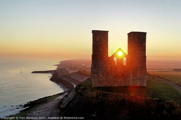 Reculver Towers Sunrise Picture Board by Evolution Drone