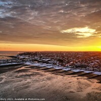 Buy canvas prints of Whitstable Beach Snowy Sunrise by Evolution Drone
